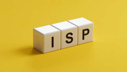 Poster - isp sign on wooden cubes.close up of wooden cubes,Business Concept.3D rendering on yellow background.