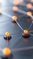 Poster - Abstract Network Visualization with Orange Nodes and Black Connections
