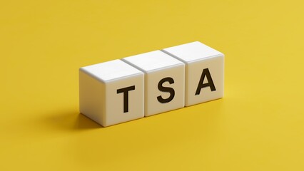 Poster - wooden cubes with TSA, tax sheltered annuary text. Financial, Management, Economic.close up of wooden cubes,Business Concept.3D rendering on yellow background.