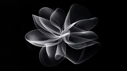 Poster - Elegant Black And White Abstract Floral Design With Thin Lines