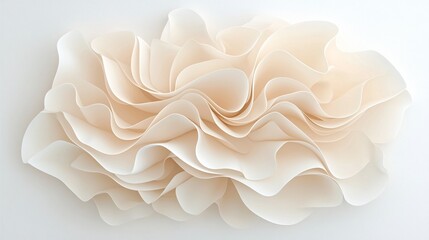 Poster - Abstract Cream-Colored Curves and Folds Seamless Pattern