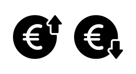 Poster - Euro currency up down icon. Europe money increase and decrease sign symbol