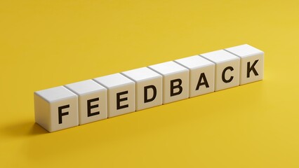 Fototapete - Word FEEDBACK made with wooden cubes.business concept.close up of wooden cubes,Business Concept.3D rendering on yellow background.