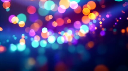 Poster - A beautiful abstract scene of vibrant bokeh lights in a dark blue ambiance.