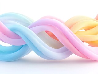 Poster - Abstract Pastel Colored Twisted Ribbons on White Background
