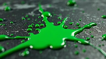 Poster - A vivid splash of green paint spreads across a dark, textured background, creating an abstract design.