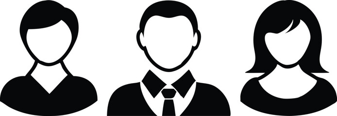 Poster - Simple user profile avatar designs in black silhouette with transparent background