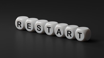 Poster - Wooden Blocks with the text: Restart. New business relaunch startup concept.3D rendering on black background.