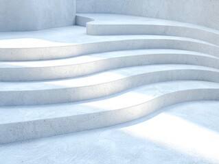 Poster - Wavy White Stone Steps Abstract Geometric Minimalist Background