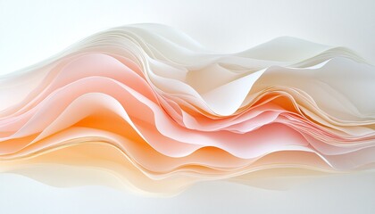 Poster - Abstract Folded Paper Wave Texture: Cream, Pink, and Orange Hues