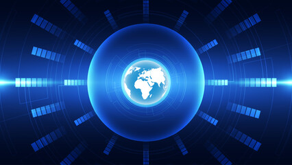 Poster - Abstract technology background with world globe. Vector illustration for your design.