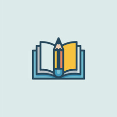 Poster - Open book with a pencil isolated on white background, representing education, learning, and the pursuit of knowledge in a simple and modern design.