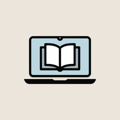 Fototapete - Laptop displaying an open book isolated on white background, representing online education, digital learning, and access to knowledge through technology