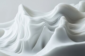 Poster - Abstract wave displacement surface creates a mesmerizing visual of undulating forms and textures, Abstract wave displacement surface