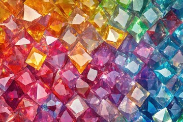 Aufkleber - Colorful diamonds arranged seamlessly in a sparkling background for dazzling visual impact, Seemlessly ing Background of Diamonds