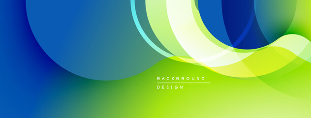 Aufkleber - Abstract flowing shapes, vibrant bluegreen gradient. Modern design, smooth curves create dynamic visual effect. Minimalist composition.