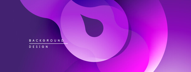 Aufkleber - Abstract purple background. Overlapping shapes create fluid, modern design. Gradient colors offer visual depth, smooth transitions.