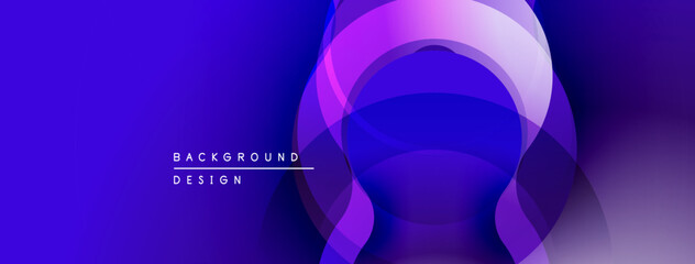 Aufkleber - Abstract blue purple gradient circles overlap. Modern design element for backgrounds, presentations. Smooth transitions create depth.