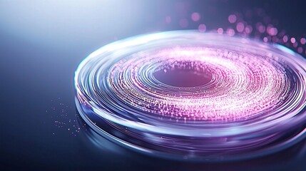 Poster - Abstract Rotating Digital Data Circle with Pink and Purple Glow