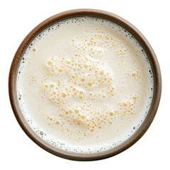 Poster - Creamy tapioca pudding in ceramic bowl, top view, sweet dessert, smooth texture, comforting treat