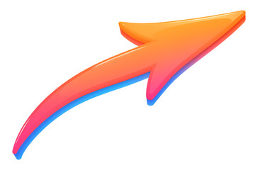 Aufkleber - Curved arrow smooth plastic gradient color isolated upward vibrant dynamic cheerful