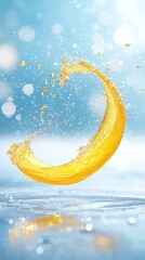Poster - Abstract Gold Liquid Splash on Blue Background