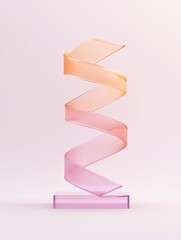 Poster - Abstract Spiral Ribbon Sculpture with Pink and Orange Gradient