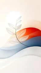 Poster - Abstract Gradient Background with Soft Waves and Plant