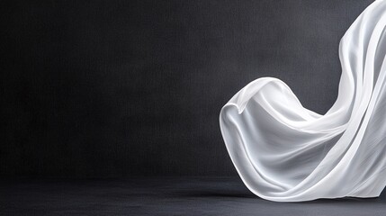 Poster - White Flowing Fabric on Black Background
