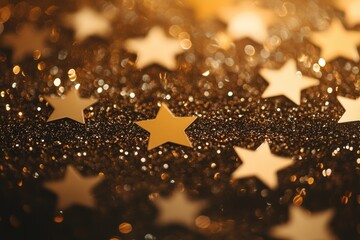 Poster - Bokeh background with glittering stars creating a magical atmosphere for celebrations and events, glittering stars on bokeh video background