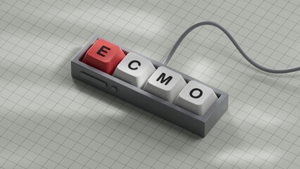 Poster - The word ecmo is written on Computer keyboard keys . Medical concept.close up of Computer keyboard keys,Business Concept.3D rendering on white background.