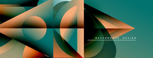 Poster - Abstract geometric shapes, gradients, teal, orange hues create dynamic visual effect. Modern design element for backgrounds.