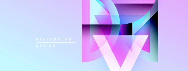 Poster - Abstract geometric design. Gradient colors blend, creating modern visual impact. Light blue transitions to vibrant pinks, purples.