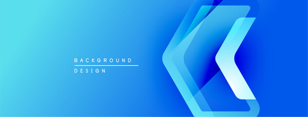 Leinwandbilder - Abstract blue gradient background. Modern design features layered arrow shapes, creating dynamic visual effect. Simple, clean aesthetic.