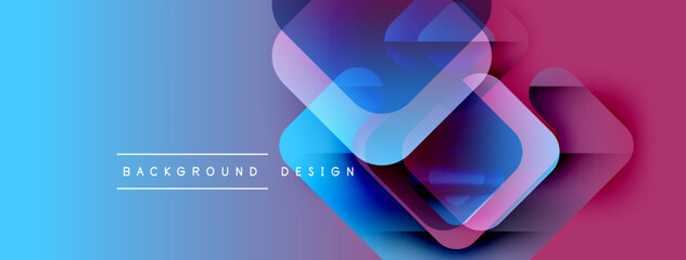 Poster - Abstract gradient background. Overlapping geometric shapes create dynamic visual effect. Blue transitions to pink hues. Modern design elements present.
