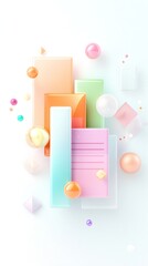Poster - Pastel Geometric Shapes Abstract Background Render