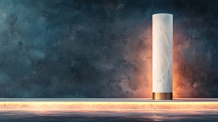 Poster - White Marble Cylinder on Dark Background with Glowing Edges