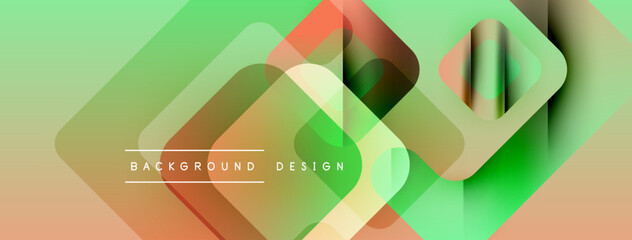 Leinwandbilder - Abstract geometric shapes overlap. Gradient colors blend, creating modern visual effect. Text reads background design.