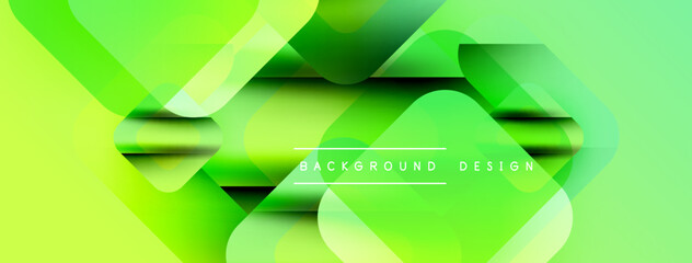 Aufkleber - Vibrant green abstract background. Geometric shapes overlap creating dynamic visual effect. Modern design elements present.