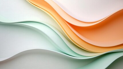 Poster - Pastel Green and Orange Abstract Wave Background