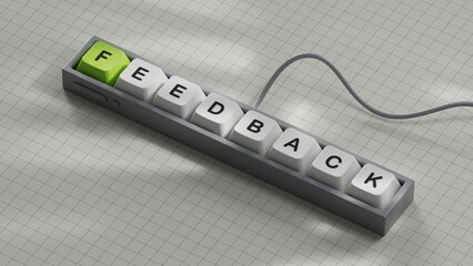 Poster - Word FEEDBACK made with Computer keyboard keys.business concept.close up of Computer keyboard keys,Business Concept.3D rendering on white background.
