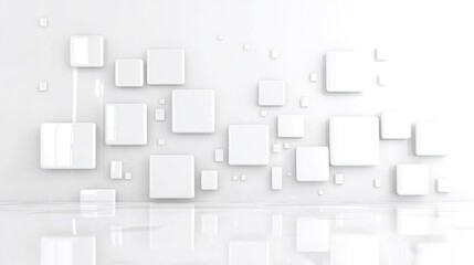 Poster - Floating White Cubes Abstract Background