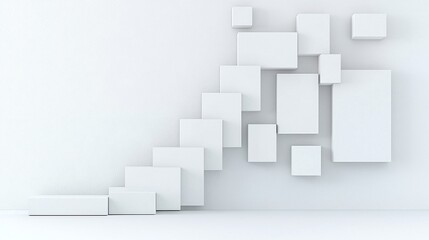 Poster - Floating White Geometric Shapes on Textured Wall