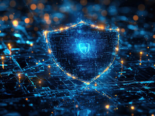 Wall Mural - a graphic representation of a safety shield, symbolizing protection and security measures