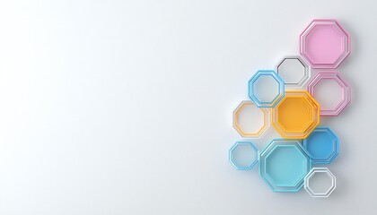 Poster - Pastel Octagons on White Background