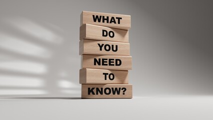 Poster - What do You need to Know symbol. wooden blocks with words What do You need to Know.Business and What do You need to Know. Copy space.3D rendering on white background.