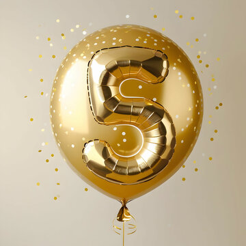 Letter 5 written on a balloon