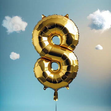 Letter 8 written on a balloon