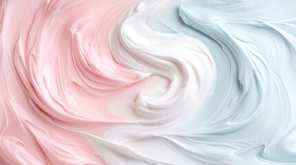Poster - Pastel Pink and Blue Swirled Cream Texture Background