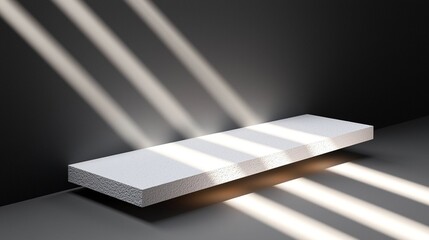 Poster - White Rectangular Shelf Display with Light Rays